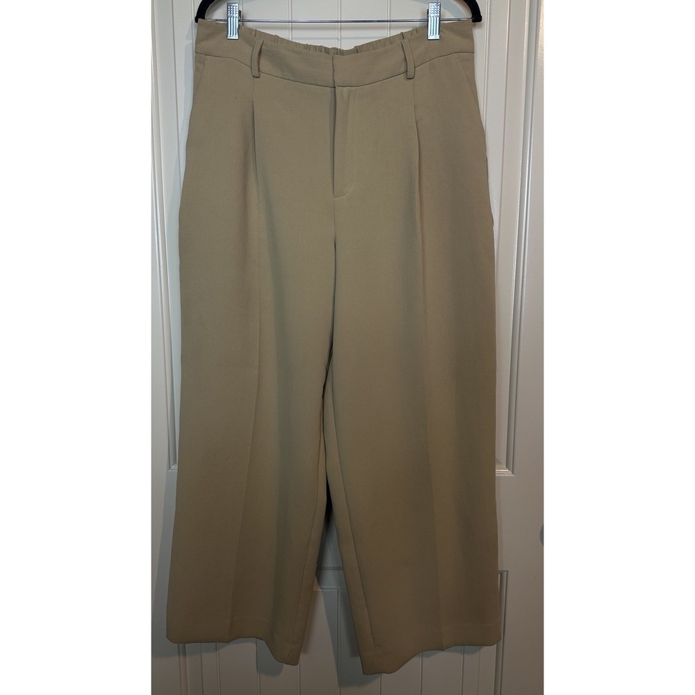 A New Day brown khaki Wide Leg pleated Dress Pants Size 12S Office Career Work